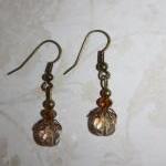 Vintage Amber Czech Glass Antique Style Dangle..