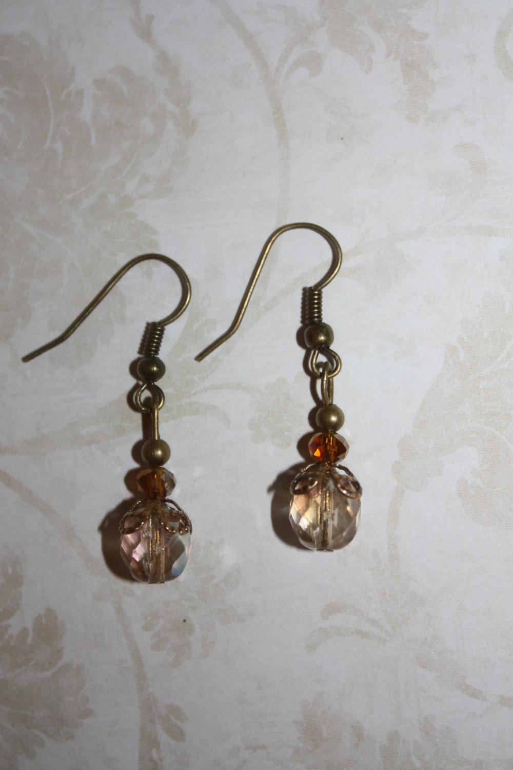 Vintage Amber Czech Glass Antique Style Dangle Earring